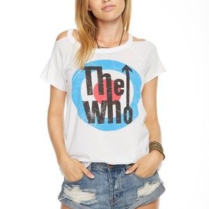 NWOT CHASER The Who Open Cold Shoulder White Tee